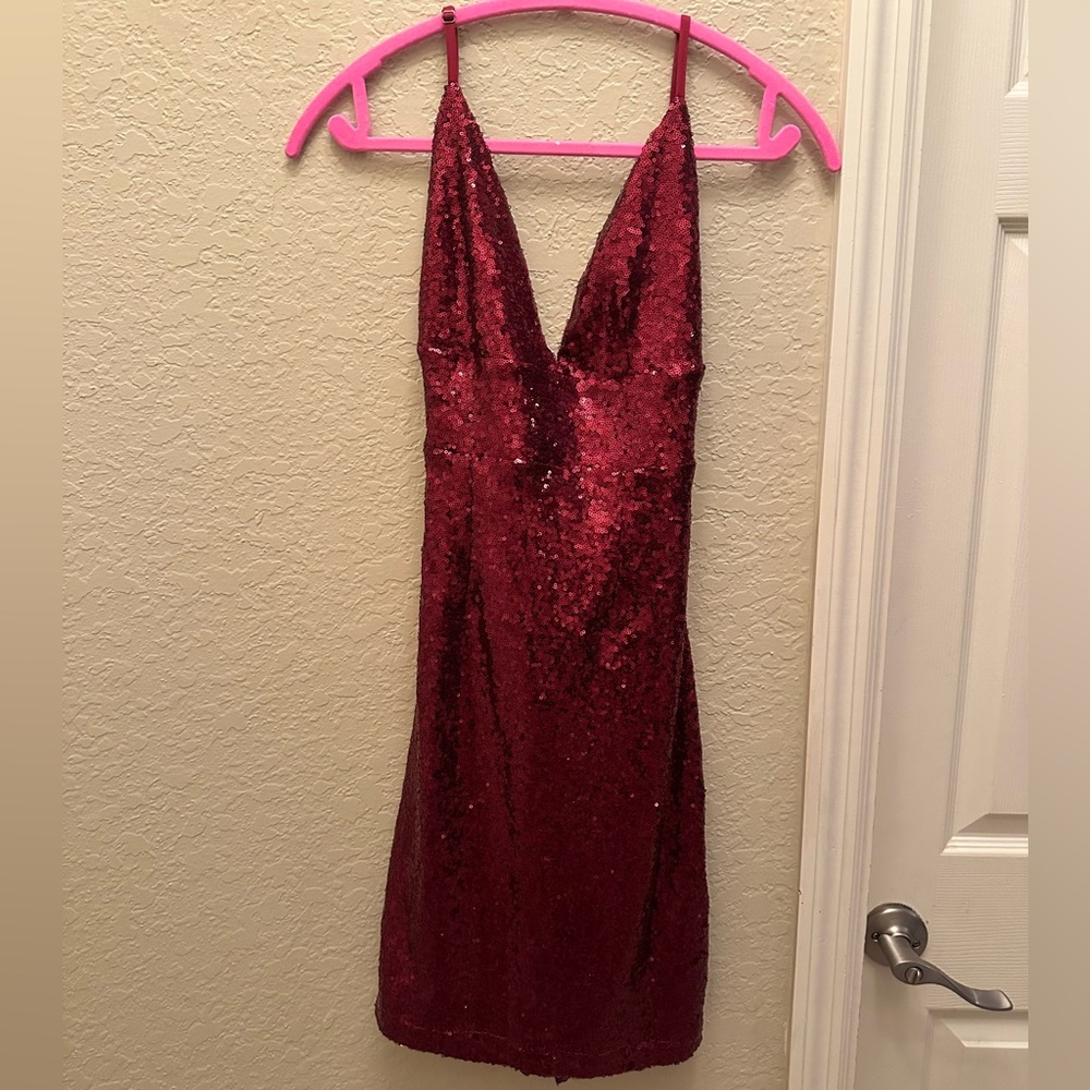 Elegant Merlot Sequin Dress